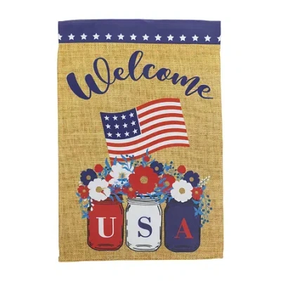 Northlight 18" Floral Mason Jars "welcome" Outdoor Garden Flag In Multi