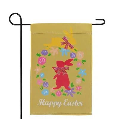 Northlight 18" Hopping Bunnies Happy Floral Outdoor Garden Flag In Yellow