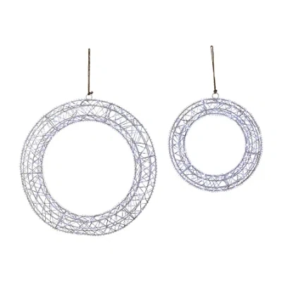 Northlight 18" Led Lighted Hanging Wreath Christmas Window Decor In White