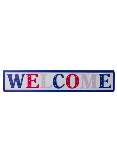 Northlight 18" Metal Patriotic "welcome" Sign With Stars Wall Decor In White