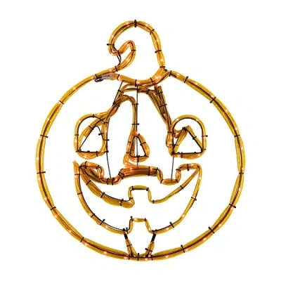 NORTHLIGHT 18" ORANGE JACK O LANTERN 4 FUNCTION LED LIGHTED HALLOWEEN WINDOW DECOR