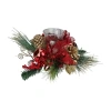 Northlight Pine Sprigs And Glittered Berries Christmas Hurricane Candle Holder, 18" In White