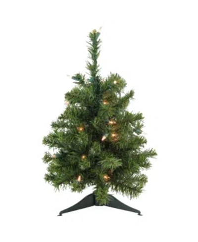 Northlight 18" Pre-lit Canadian Pine Artificial Christmas Tree In Green
