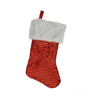 Northlight 18'' Red And White Cuffed Disco Sequined Christmas Stocking
