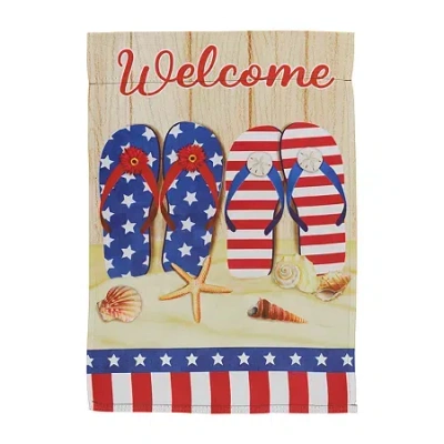 Northlight 18" Sandy Beach "welcome" Outdoor Garden Flag In Multi