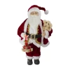 Northlight 18" Standing Santa With A Plush Brown Bear Christmas Figurine In Red
