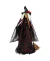 Northlight 18" Victorian Style Witch With Broom Halloween Figure In Multi