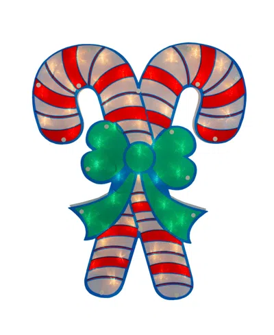 Northlight 18.5" Lighted Double Candy Cane Christmas Window Silhouette In Red
