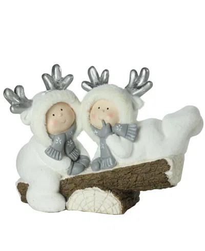 Northlight 18.5" White Winter Christmas Smiling Children On Seesaw Table Top Decoration In Silver