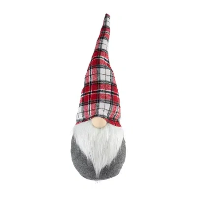 Northlight 18.75in Gray With Red Plaid Hat Christmas Decoration Christmas Gnome In Multi