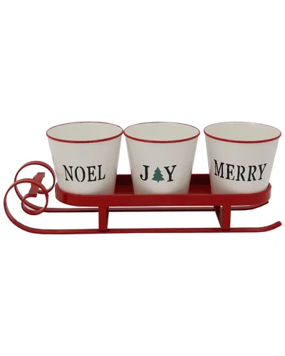 Northlight 18.75in Sleigh With Sentiment Buckets Christmas Džcor