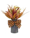 Northlight 18in Autumn Harvest Foliage In Canister Floral Decoration In Orange
