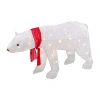 Northlight 18in Led Lighted Tinsel Polar Bear Christmas Yard Art In White