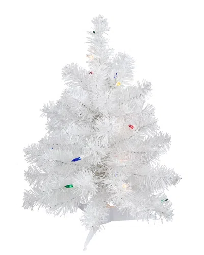 Northlight 18in Pre-lit Snow White Artificial Christmas Tree Multi Lights