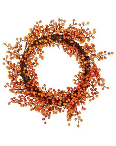 Northlight 18" Red And Orange Berries Artificial Fall Harvest Twig Wreath 18" Unlit