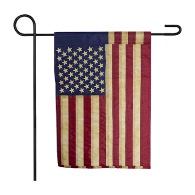 Northlight 18in X 12.5in Embroidered Tea-stained Usa Garden Flag In Red