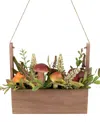 Northlight 19" Mushroom And Foliage Wooden Fall Harvest Hanging Basket In Orange