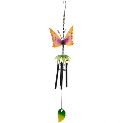 Northlight 19" Orange Metal Butterfly Outdoor Garden Windchime In Multi