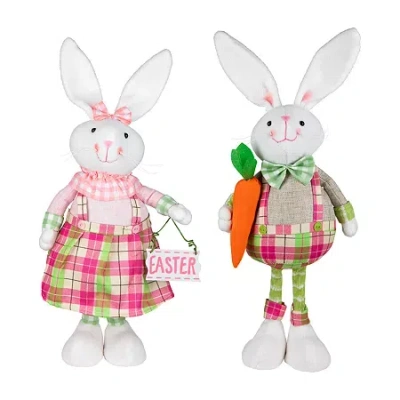 Northlight 19" Pink And Green Bunny Rabbit With Spring Easter Figurine In Multi