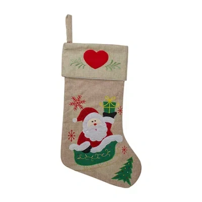 Northlight 19'' Red And Green Santa Claus In Sleigh Embroidered Christmas Stocking In Multi