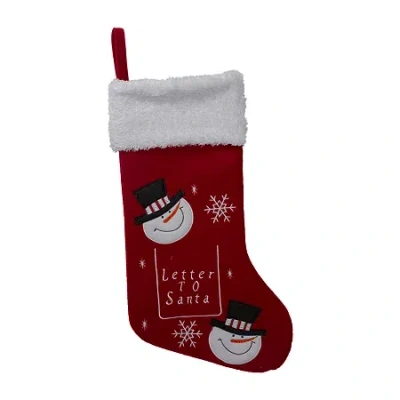 Northlight 19'' Red And White Embroidered Snowmen Letter To Santa Christmas Stocking