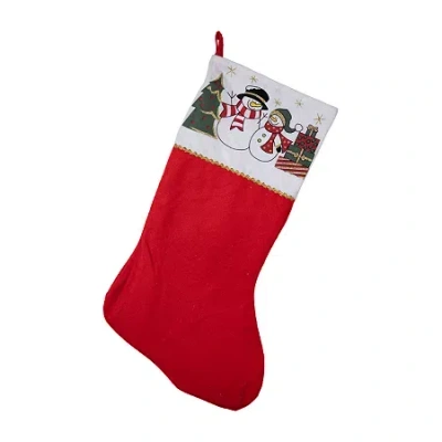 Northlight 19'' Red And White Glittered Finish Jolly Snowmen Scene Bordered Stocking
