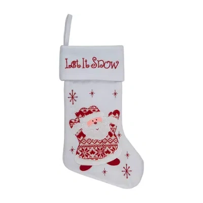 Northlight 19'' Red And White ''let It Snow'' Santa Claus Embroidered Christmas Stocking