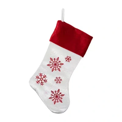 Northlight 19'' Red And White Velvet Embroidered Snowflake Christmas Stocking