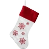 Northlight 19" Red And White Velvet Embroidered Snowflake Christmas Stocking In Red