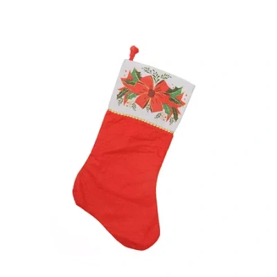 Northlight 19'' Traditional Red And White Mistletoe Bow Cuff Christmas Stocking In Multi