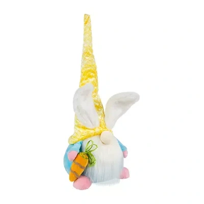 Northlight 19" Yellow And Blue Gnome With Bunny Ears Easter Gnome