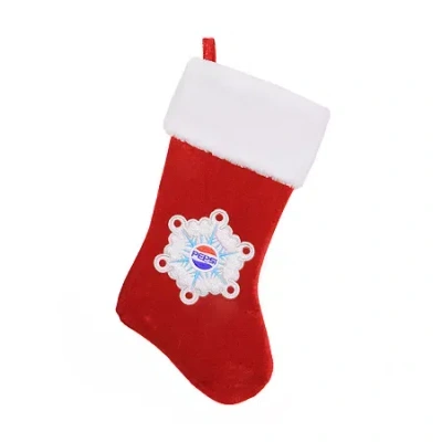 Northlight 19.25'' Red And White Pepsi Snowflake Embroidered Christmas Stocking In Multi