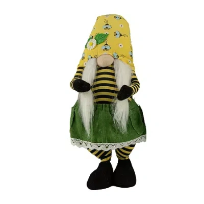Northlight 19.25in Girl Bumblebee Daisy Hat Gnome In Green