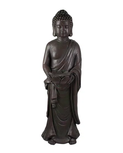 Northlight 19.5in Standing Buddha With Lotus Outdoor Garden Statue In Gray
