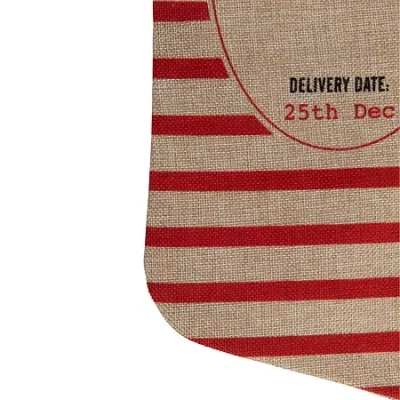 Northlight 19in Beige And Red Striped In Delivery With Loop Christmas Stocking In Multi