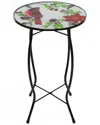 Northlight 19in Cardinal & Pine Cone Glass Patio Side Table