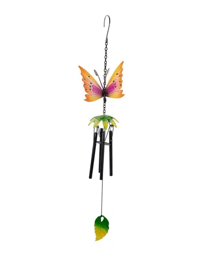 Northlight 19in Metal Butterfly Outdoor Garden Windchime In Orange