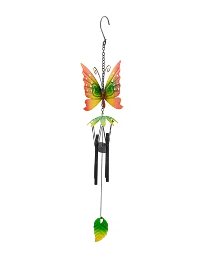 Northlight 19in Metal Butterfly Outdoor Garden Windchime In Red