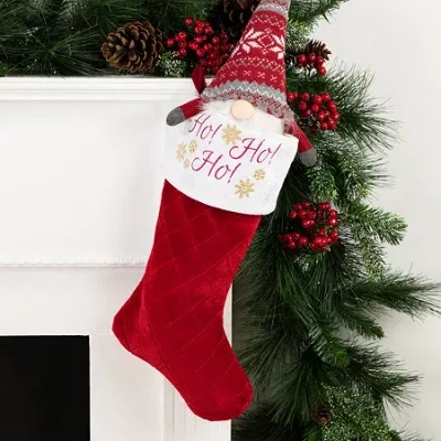 Northlight 19in Quilted Red Velvet Ho! Ho! Ho! Embroidered Christmas Stocking In Multi