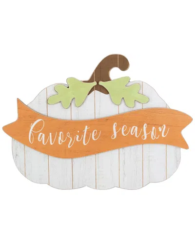 Northlight 19in Wooden Pumpkin Favorite Season Hanging Wall Sign In White