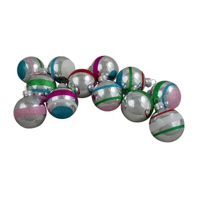 Northlight 2-finish Glass Ball 12-pc. Christmas Ornament In Silver