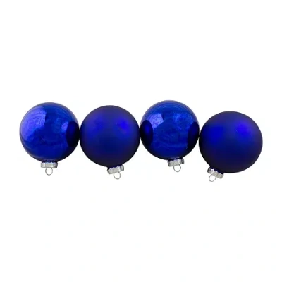 Northlight 2-finish Glass Ball 4-pc. Christmas Ornament In Blue