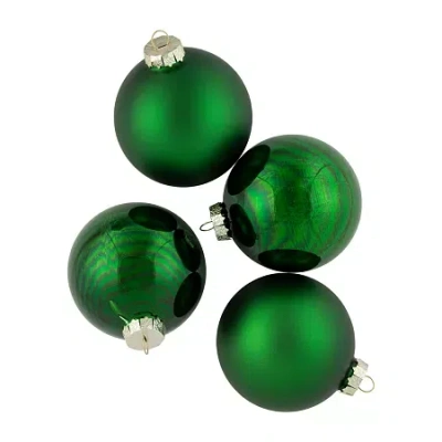 Northlight 2-finish Glass Ball 4-pc. Christmas Ornament In Green