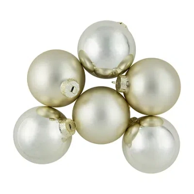 Northlight 2-finish Glass Ball 6-pc. Christmas Ornament In Yellow