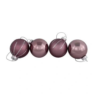 Northlight 2" Shiny And Matte Glass Ball 24ct Christmas Ornament In Purple