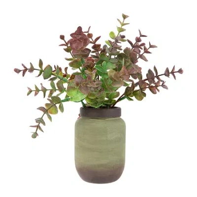 Northlight 2-toned Eucalyptus Leaves In Pot Artificial Plant In Brown