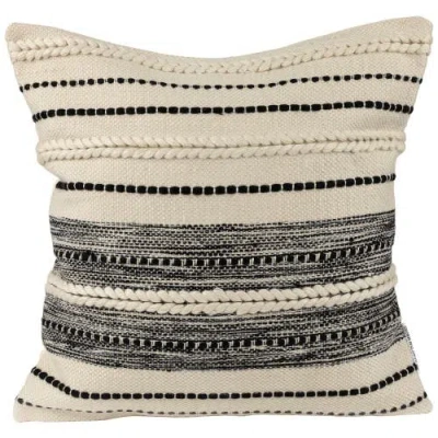 Northlight 20" Cream And Black Twisted Textured Block Handloom Woven Outdoor Square Throw Pillow