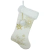 Northlight 20" Cream With Gold Snowflakes Christmas Stocking With Faux Fur Cuff In White