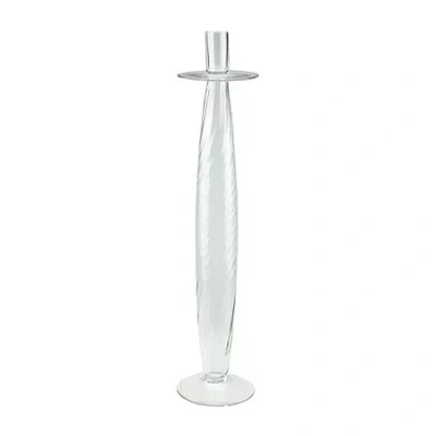 Northlight 20'' Glass Swirled Taper Candle Holder In White