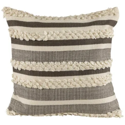 Northlight 20" Gray And Cream Handloom Woven Outdoor Throw Pillow